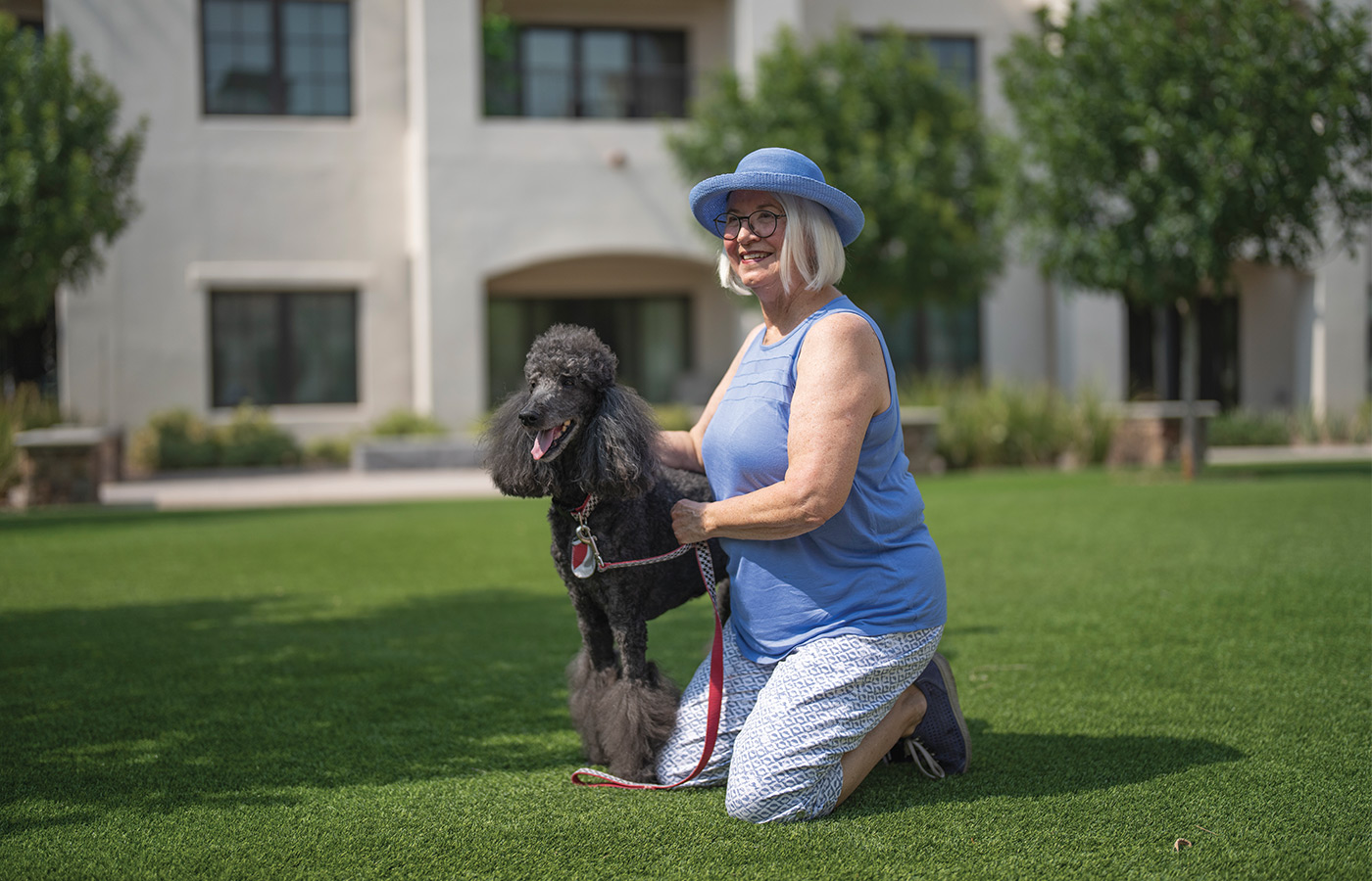 A person and their dog.