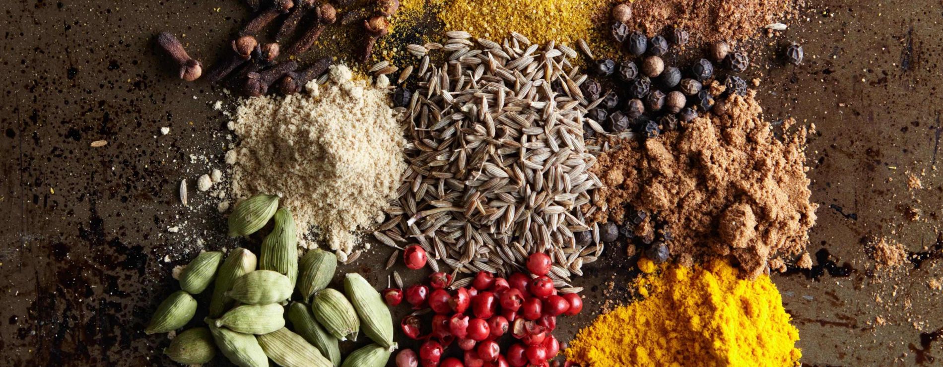 spices on black background