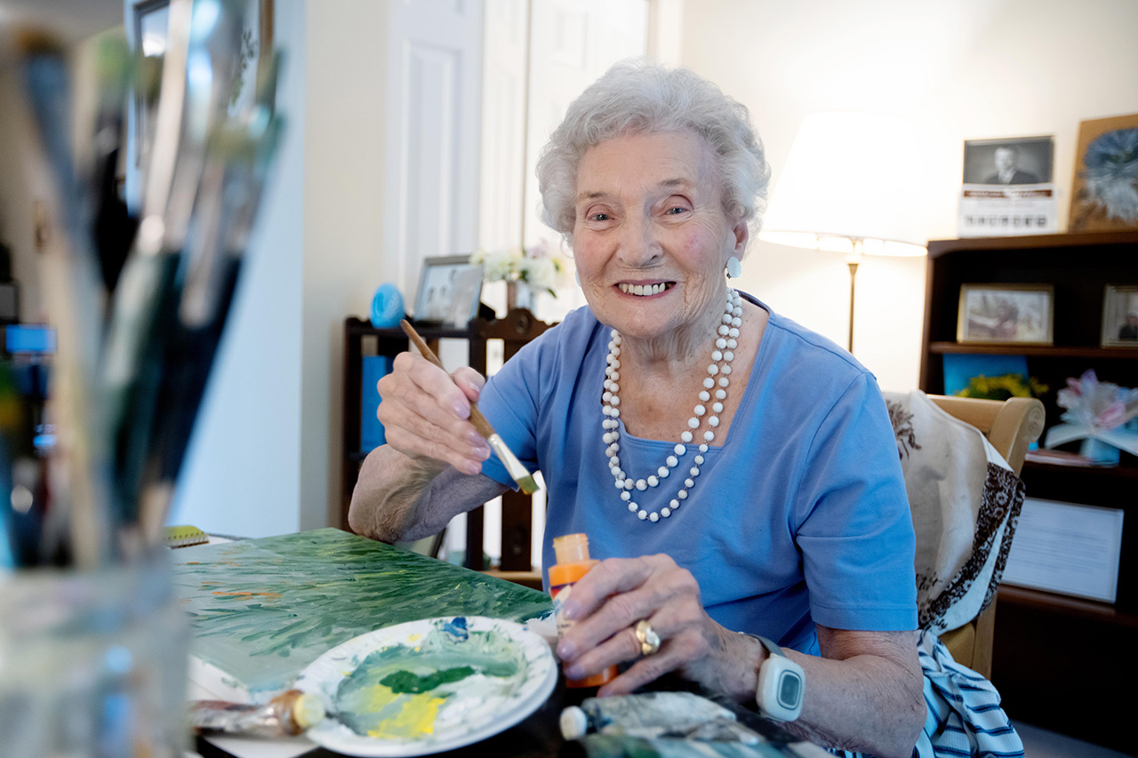 A resident is painting.