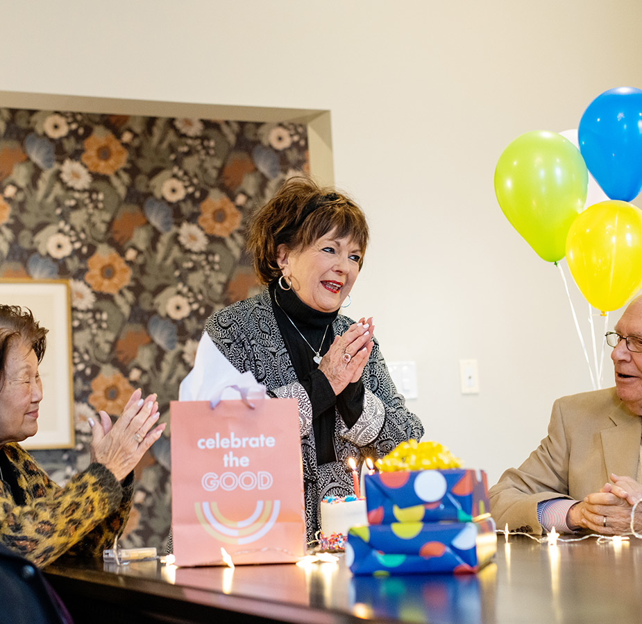 People celebrating a birthday.