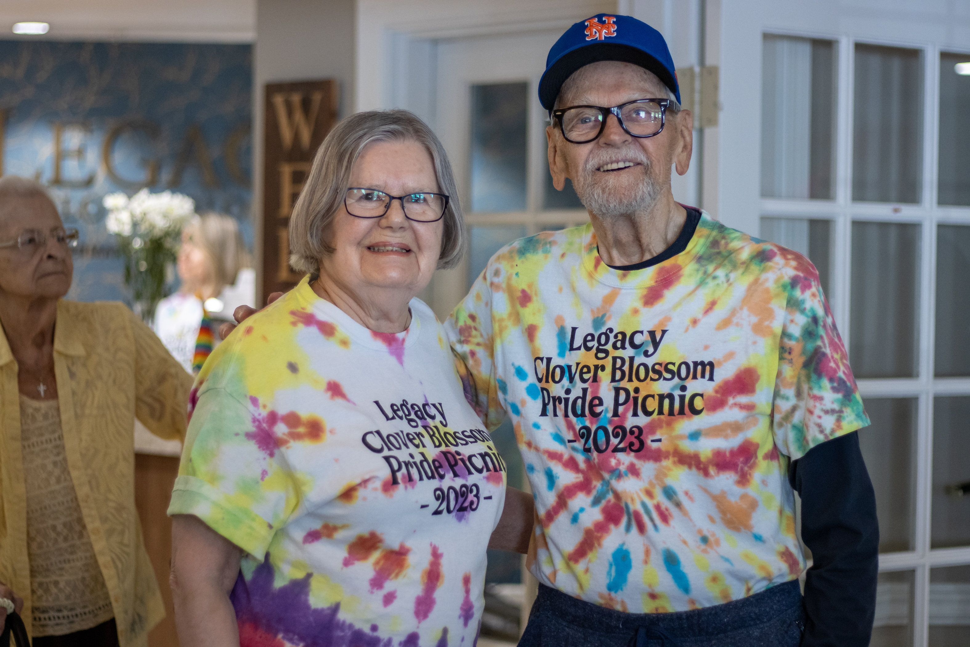 pride-shirts Two residents wearing pride shirts