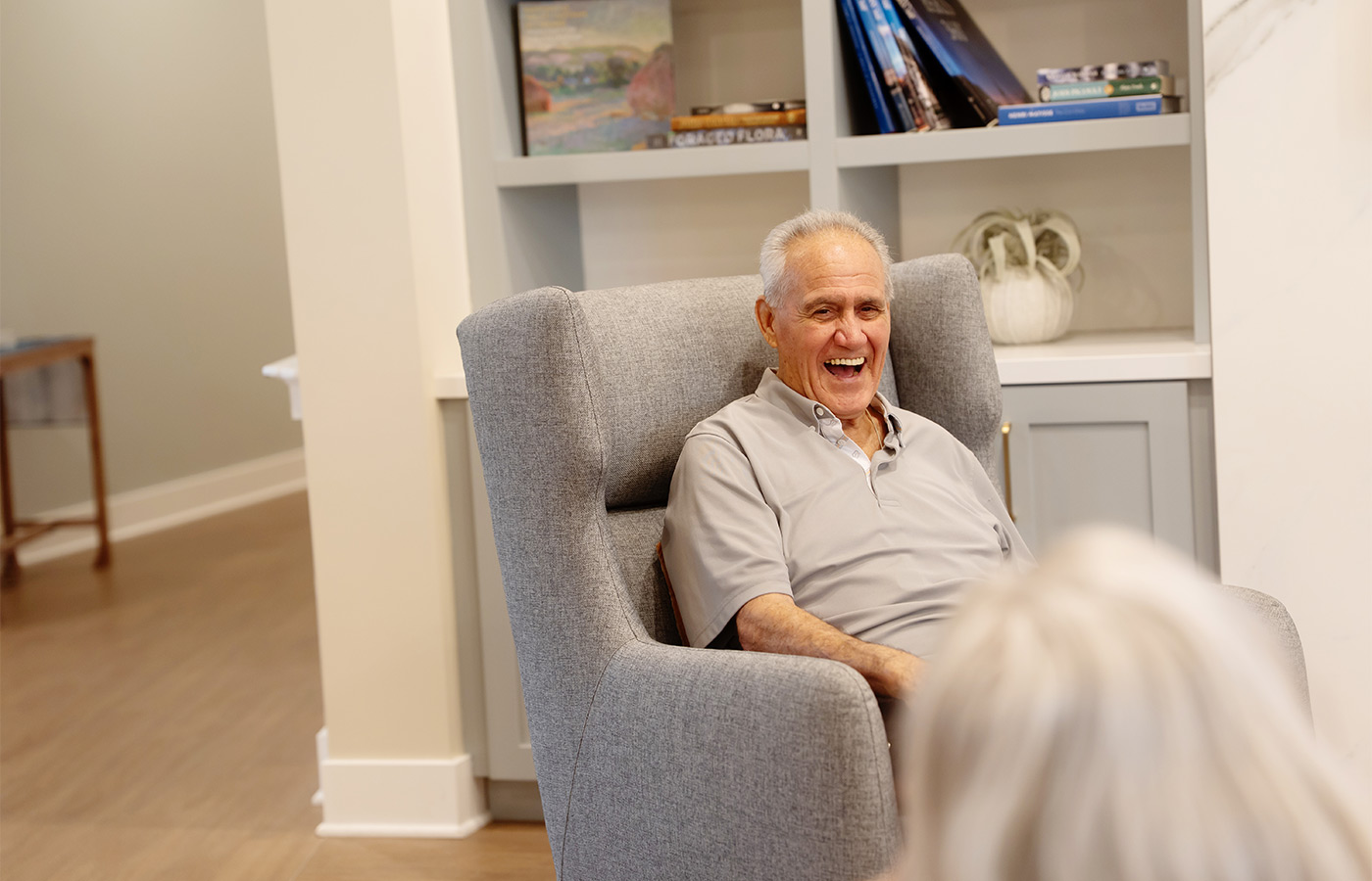 A person laughing.