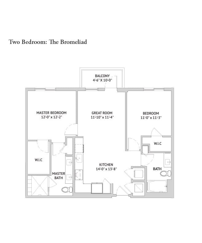 Independent living two bedroom floor plan for The Watermark at West Palm Beach.