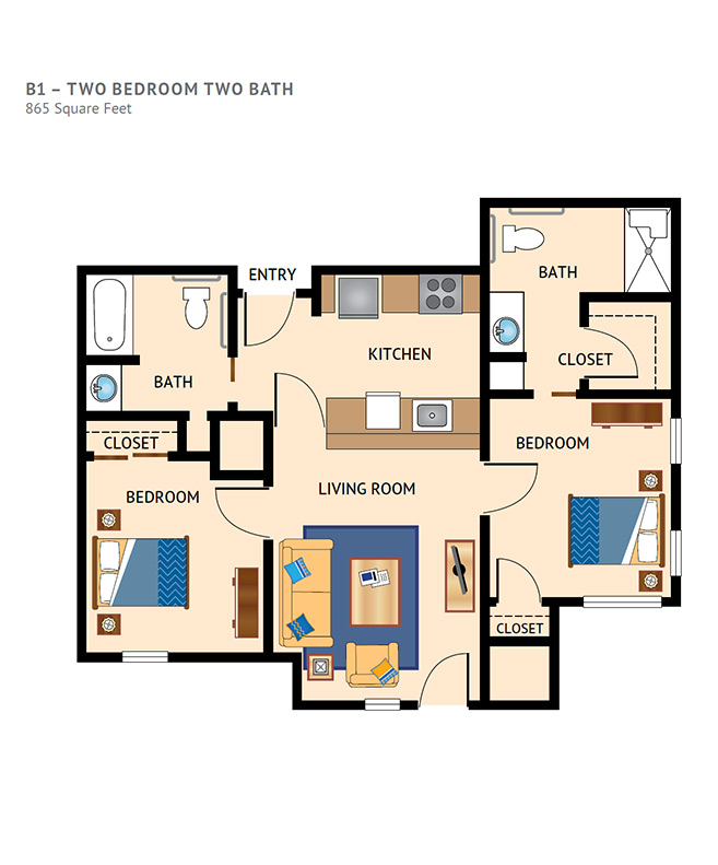 Two bedroom apartment plan.